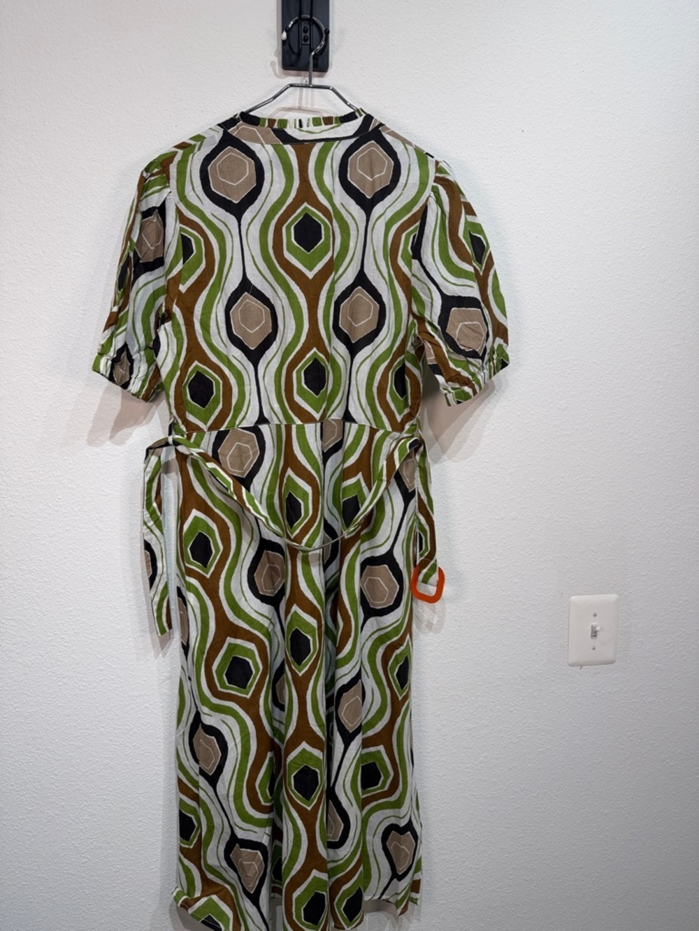 Kaktus Retro button down Cotton Geometric Midi Dress size XL in Green - Picture 4 of 11